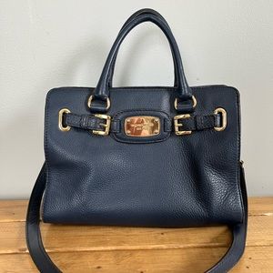 Michael Kors Navy Leather, Gold Chain Bag, Like New